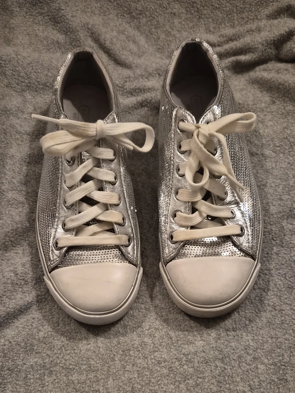 Coach Silver Sequin Low-Top Sneakers